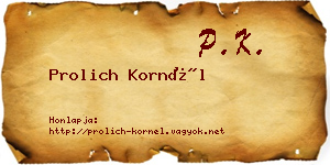 Prolich Kornél névjegykártya